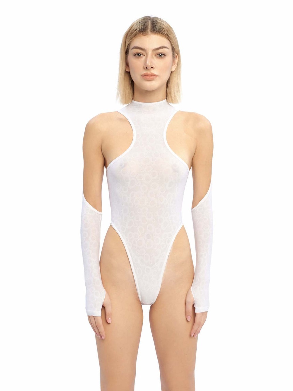 ERYS STUDIO Leo Mesh Bodysuit White S - AS SEEN ON LISA BLACKPINK